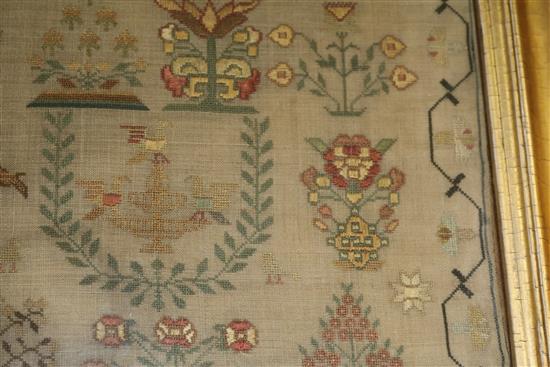 A George III sampler, 56cm x 53cm